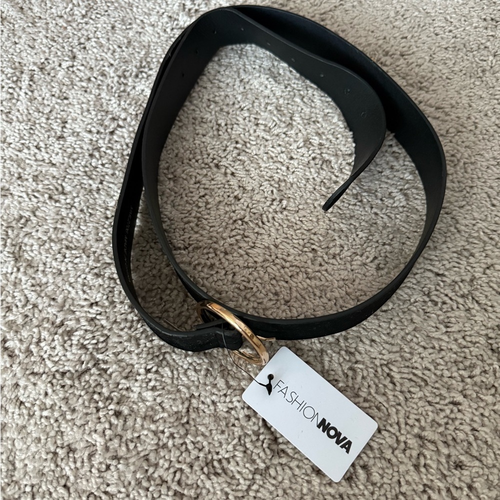 Fashion Nova velvet Black Belt with Brass Buckle